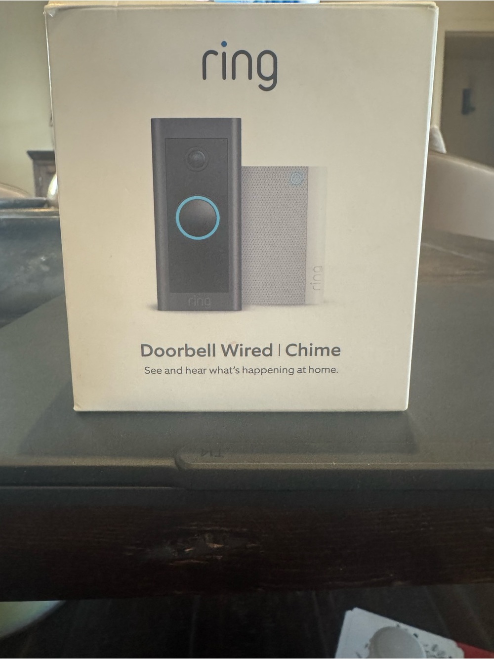 Ring Wired Doorbell with Black Faceplate and Blue Ring Accentring